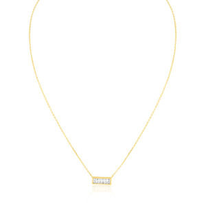 Gold Plated CZ Baguette Bar Pendant Necklace